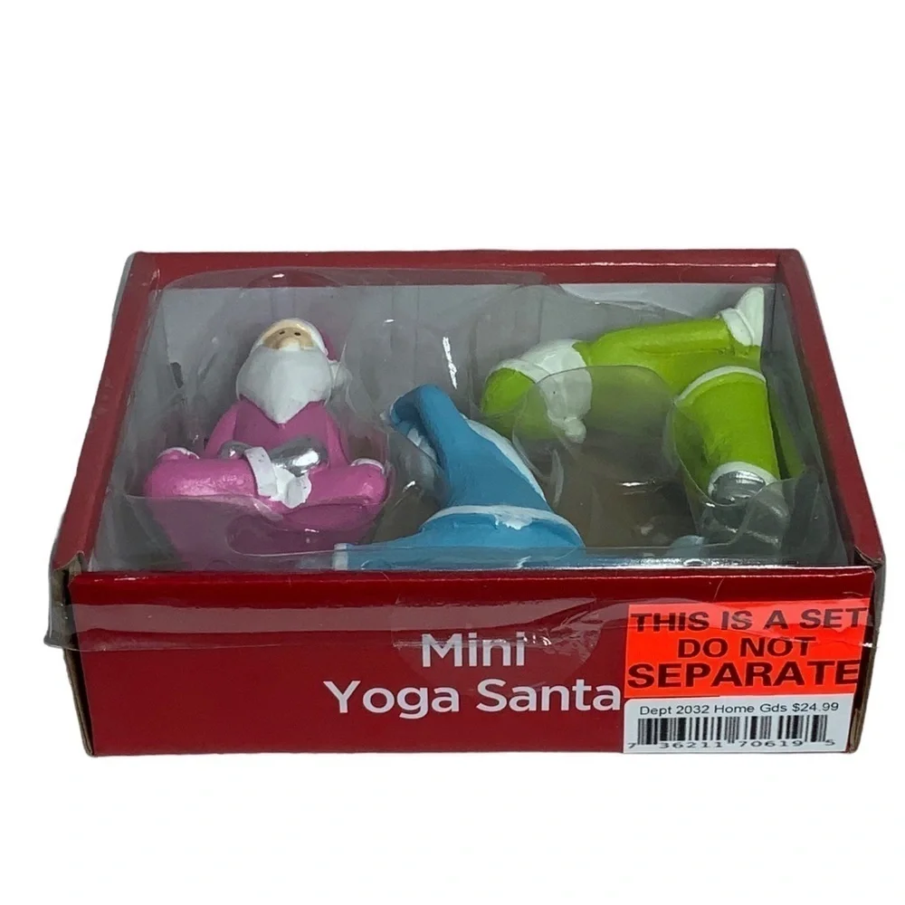 Santa Yoga Figures Gnome Christmas Gift Set Holiday Figures Set of 3 Piece Set